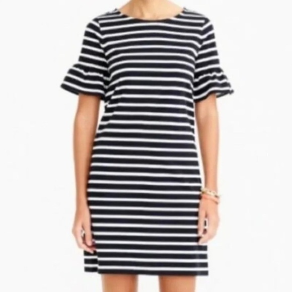 J Crew Factory Ruffle Sleeve Striped Career Dress - Picture 9 of 9